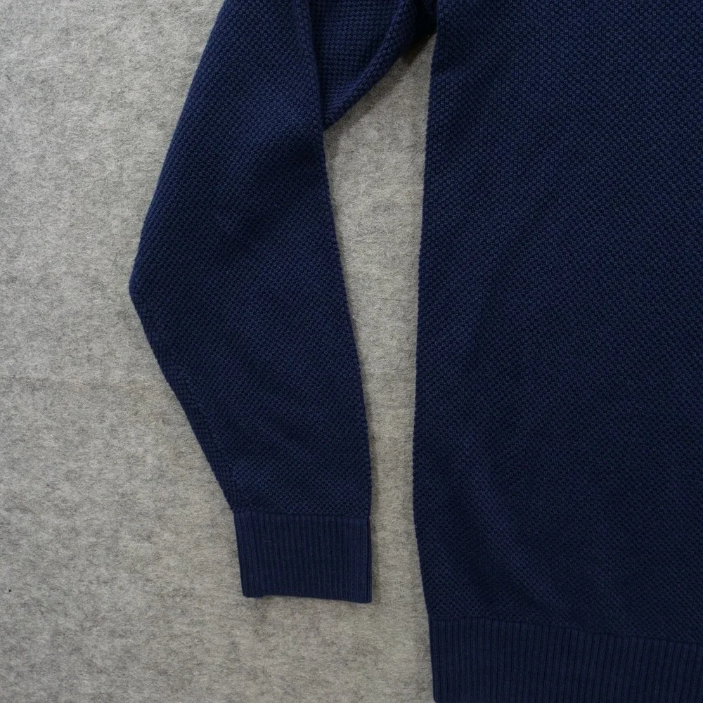 Gap Sweater Mens Medium Blue V-Neck Textured Knit Pullover Cotton New